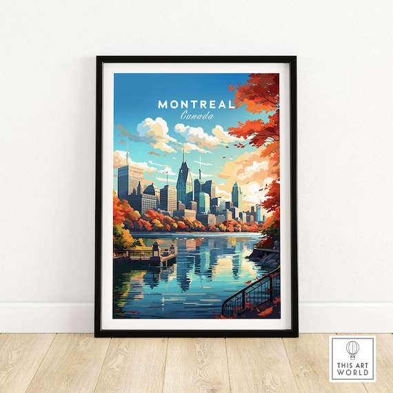 Montreal Canada Fall Foliage Skyline Harbor Autumn View Poster