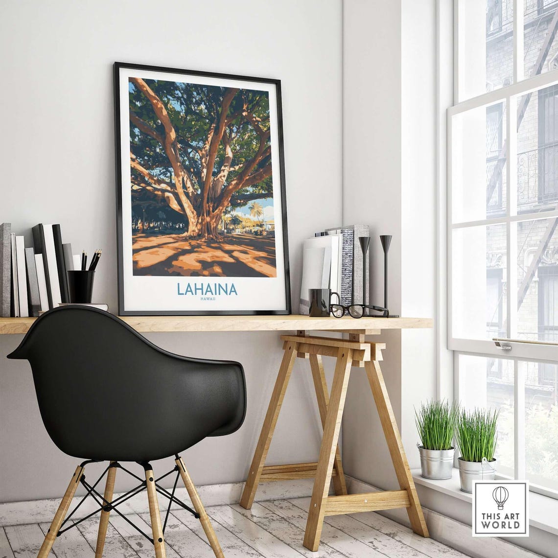 Tropical Lahaina Travel Poster, Banyan Tree Maui - Image 4