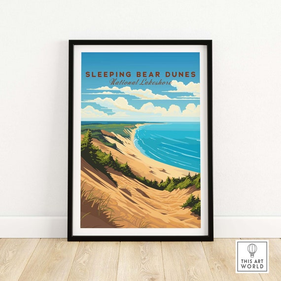 Sleeping Bear Dunes Poster Art Print Travel Print Home Dcor Poster Gift Illustration Artwork Birthday Present