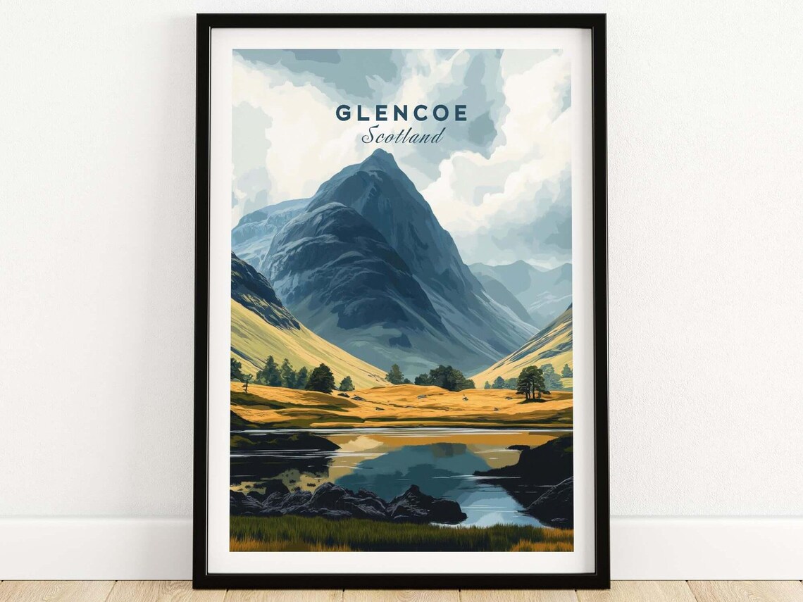 Glencoe Travel Poster, Scottish Highlands