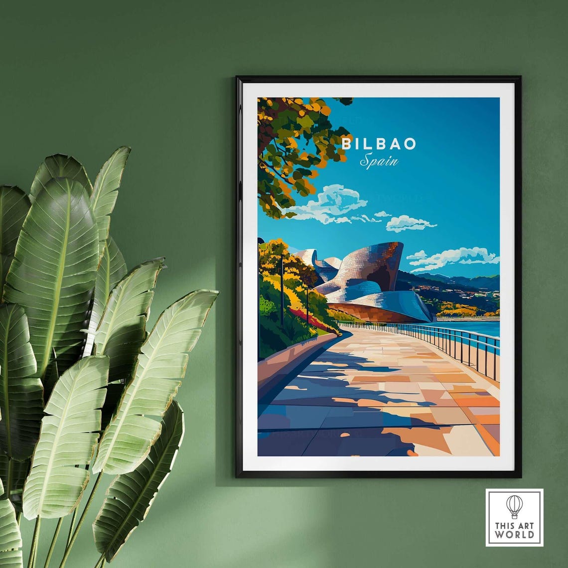 Bilbao Spain Guggenheim Museum Riverside Walkway Travel Poster - Image 2