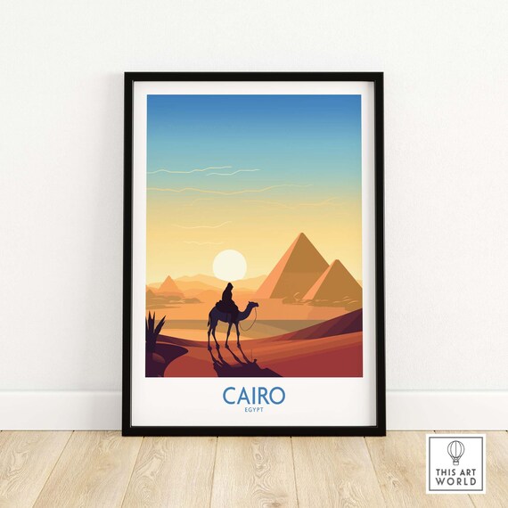 Pyramids Art Print Cairo Travel Print Home Dcor Poster Gift Illustration Artwork Wall Hanging Framed Unframed Print