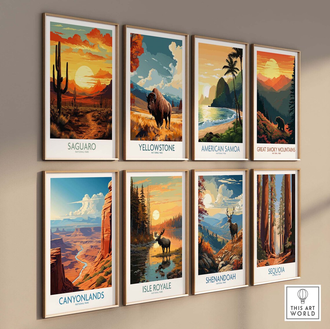 Saguaro National Park Arizona Desert Sunset Giant Cactus Art Poster - Image 3