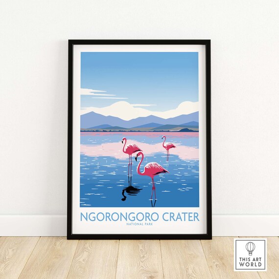 Ngorongoro Print Tanzania Art Print Travel Poster Home Gift Birthday Present Wedding Anniversary Wall Dcor Personalized Illustration