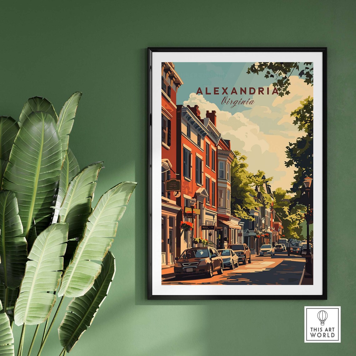 Alexandria Virginia Old Town Historic Brick Rowhouse Street Scene Poster - Image 2