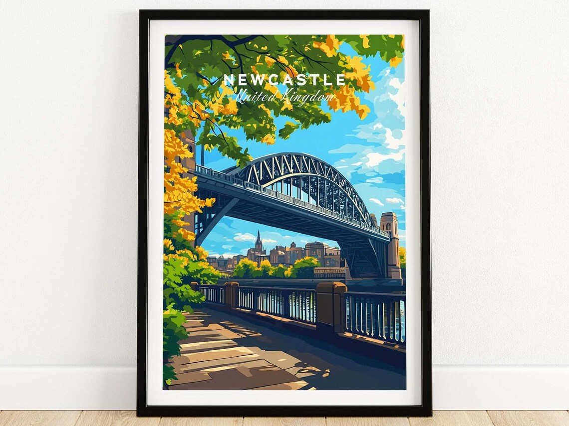 Newcastle United Kingdom Tyne Bridge Autumn Quayside Sunset Poster