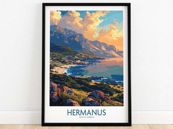 Hermanus Travel Poster Print South Africa Gift Home Decor Wall Art Hermanus
