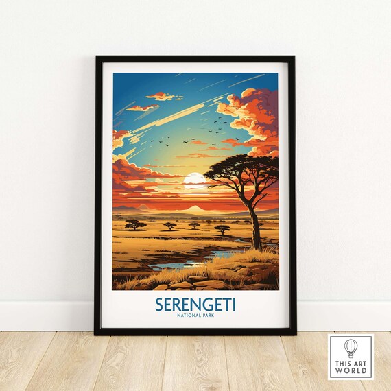 Serengeti Travel Print Art Print Travel Print Home Dcor Poster Gift Illustration Artwork Birthday Present