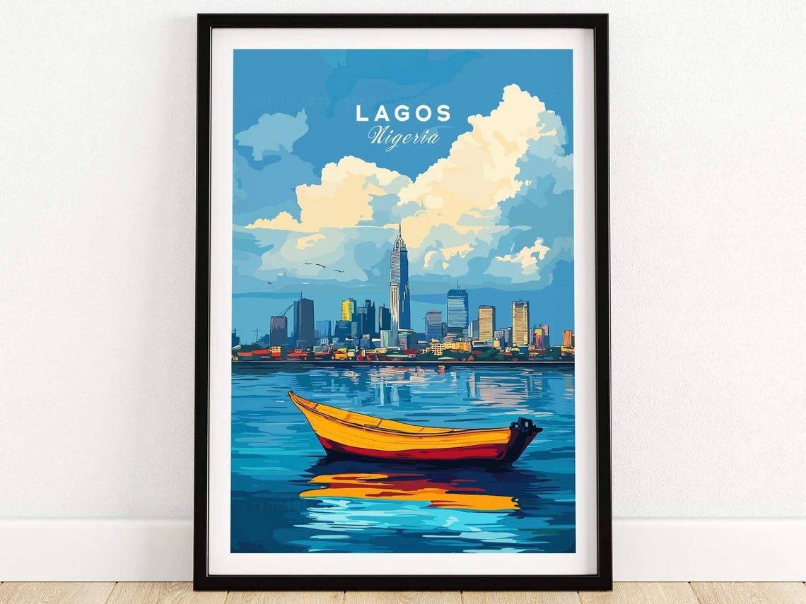 Lagos Nigeria Travel Poster, Illustration Artwork