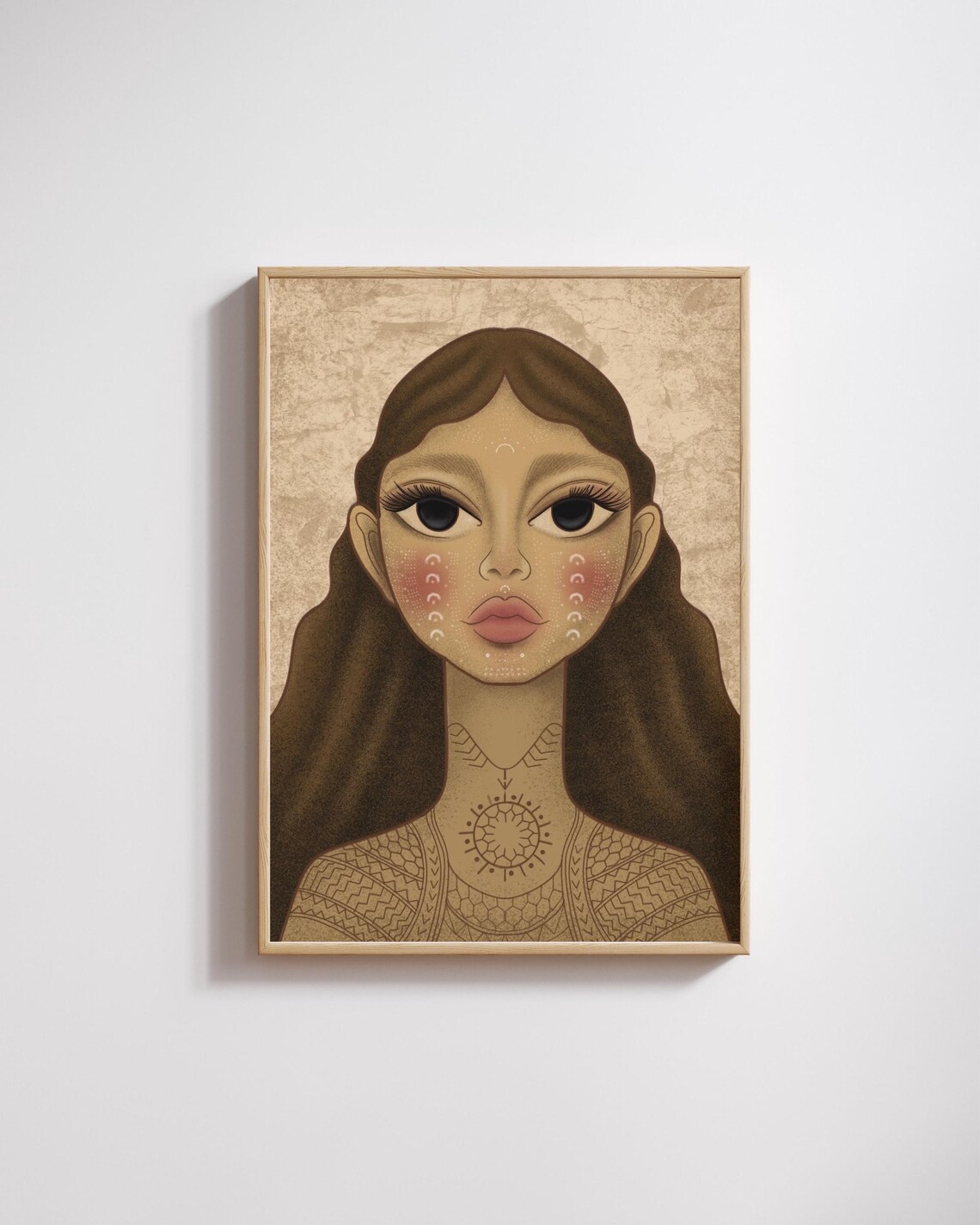 Filipina Tribal Tattoo Portrait Batok Inspired Feminine Art Poster