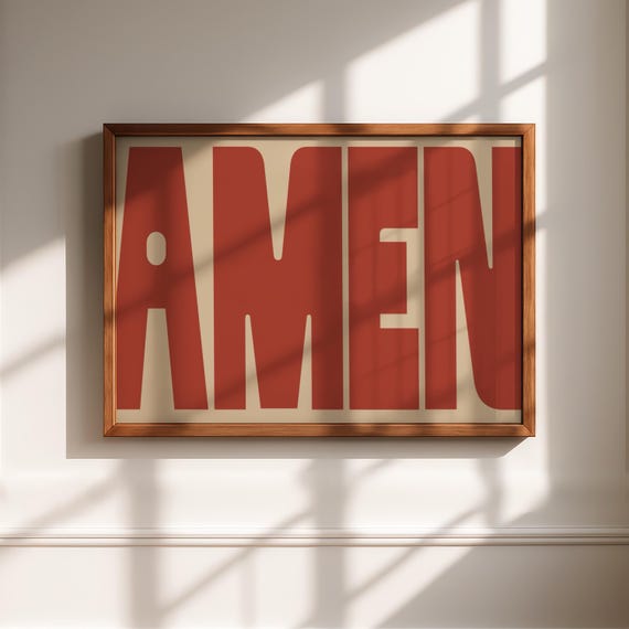 Amen Christian Typography, Minimalist Poster