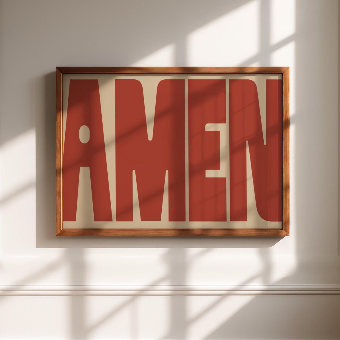 Amen Christian Typography, Minimalist Poster