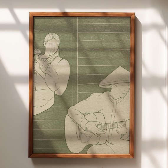 Harana Filipino Guitar Serenade Suitor Line Drawing Romance Wall Art