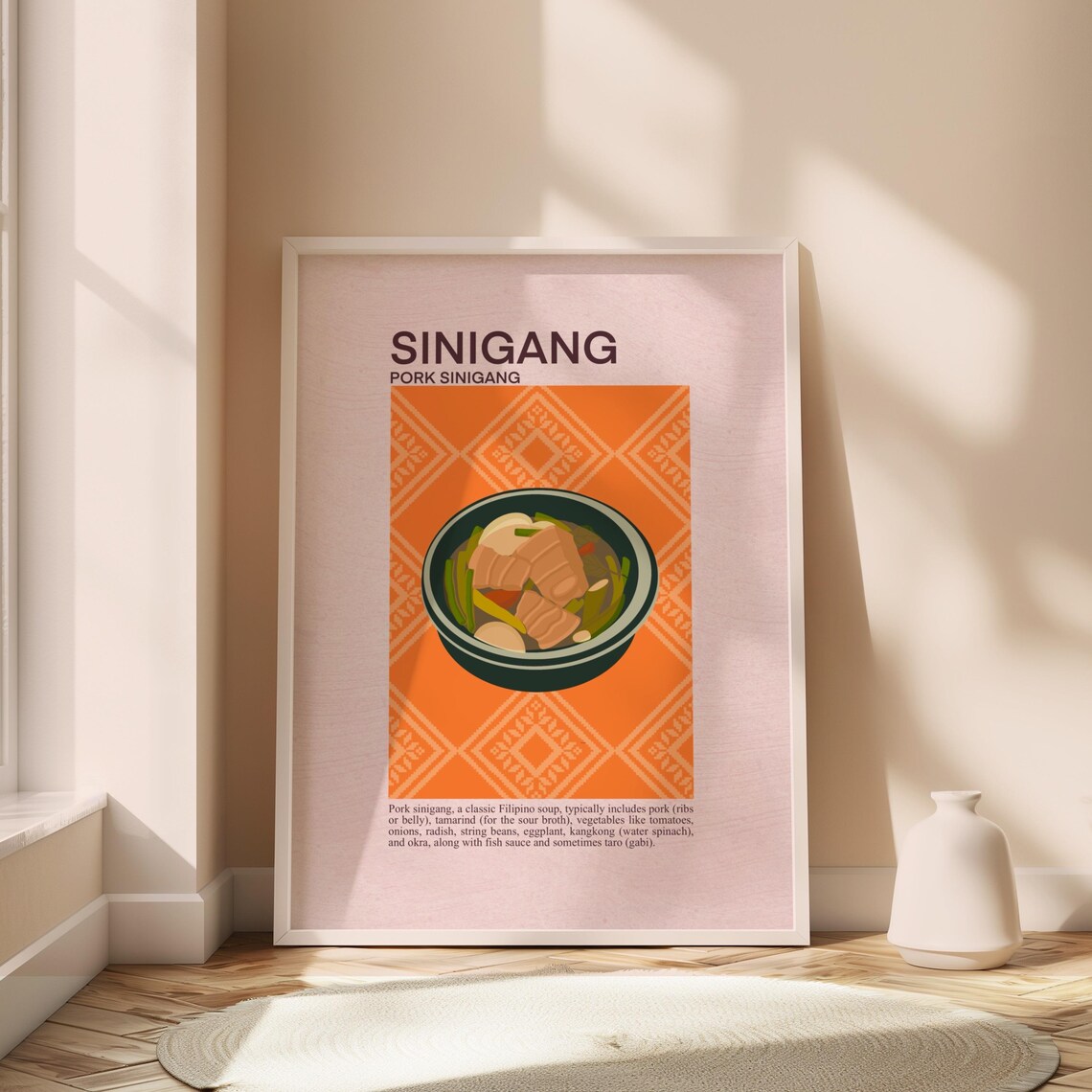 Pork Sinigang Filipino Soup Illustrated Recipe Kitchen Wall Decor Poster
