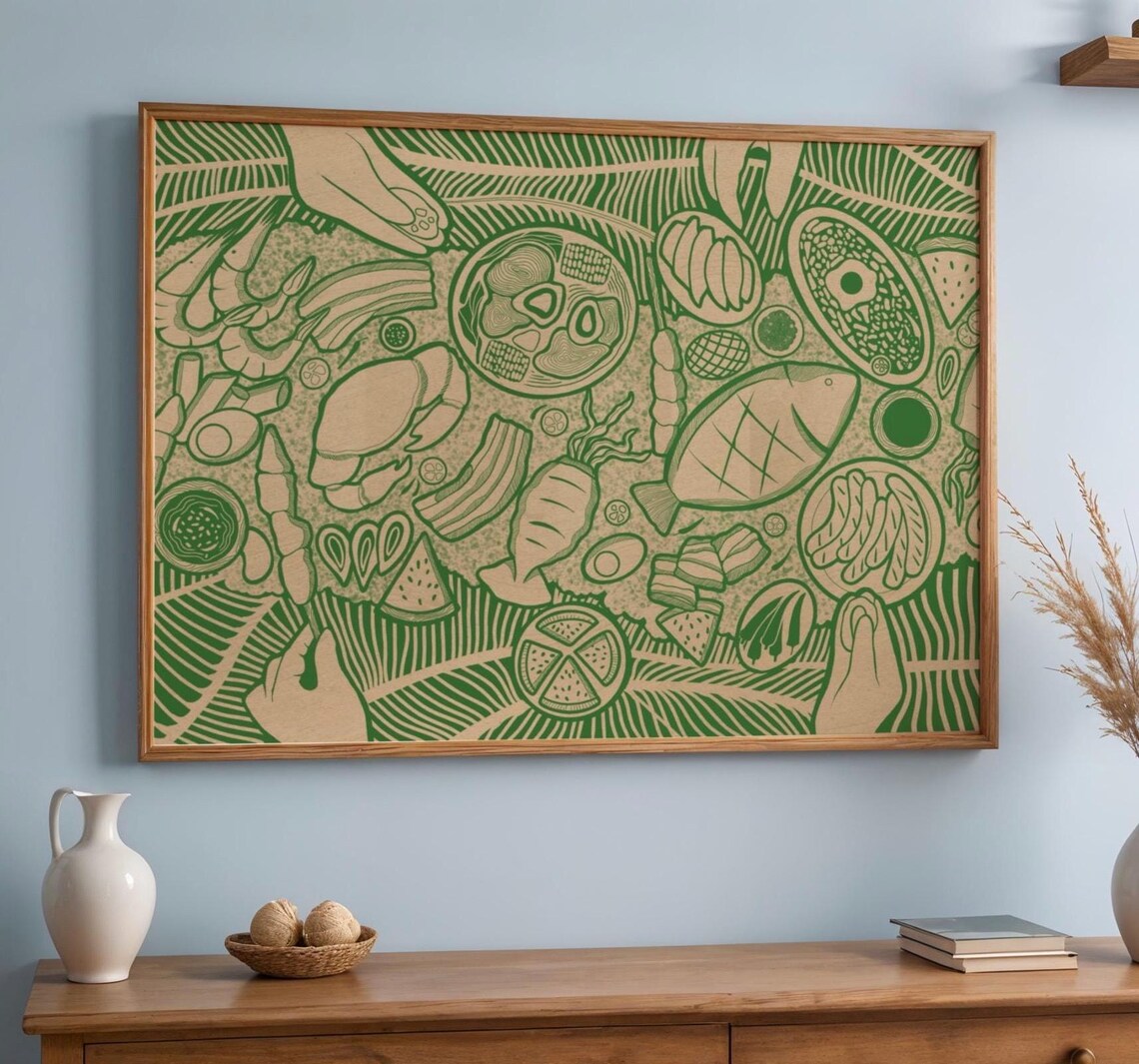 Filipino Kamayan Feast Boodle Fight, Kitchen Art Print
