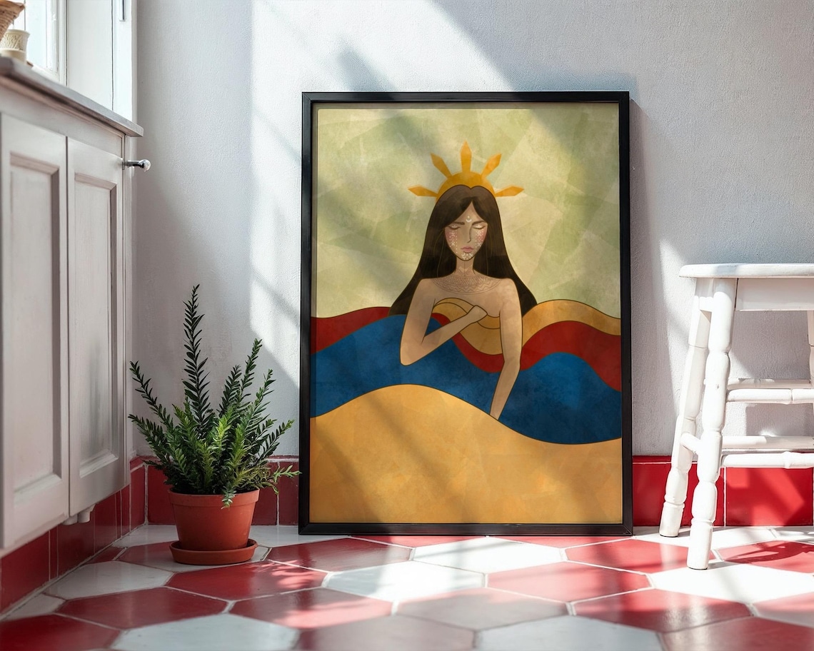 Filipina Sun Crown Patriotic Colors Illustration Poster Home Decor