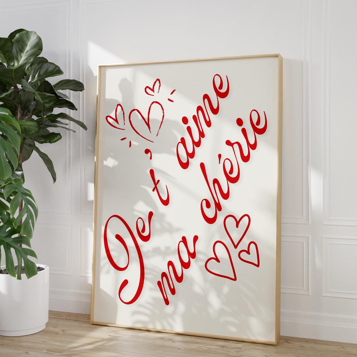 Je Taime Ma Chrie I Love You My Darling Art French Art Print French Aesthetic Love Wall Decor Love Wall Print