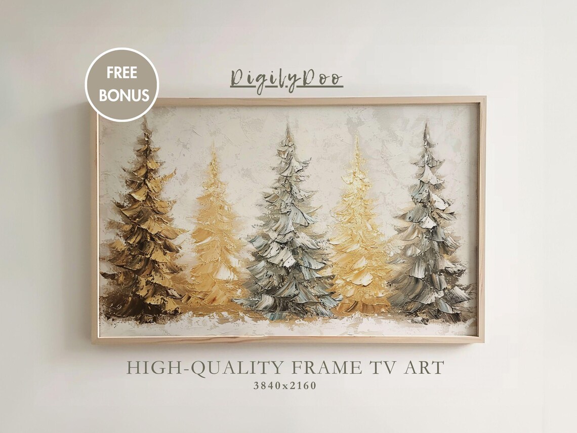 Christmas Winter Pine Trees, Rustic Holiday Art Print