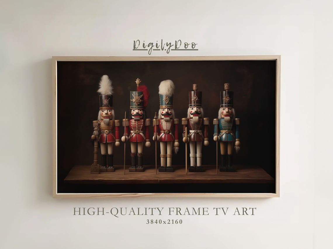 Rustic Nutcracker Christmas Art Print, Vintage