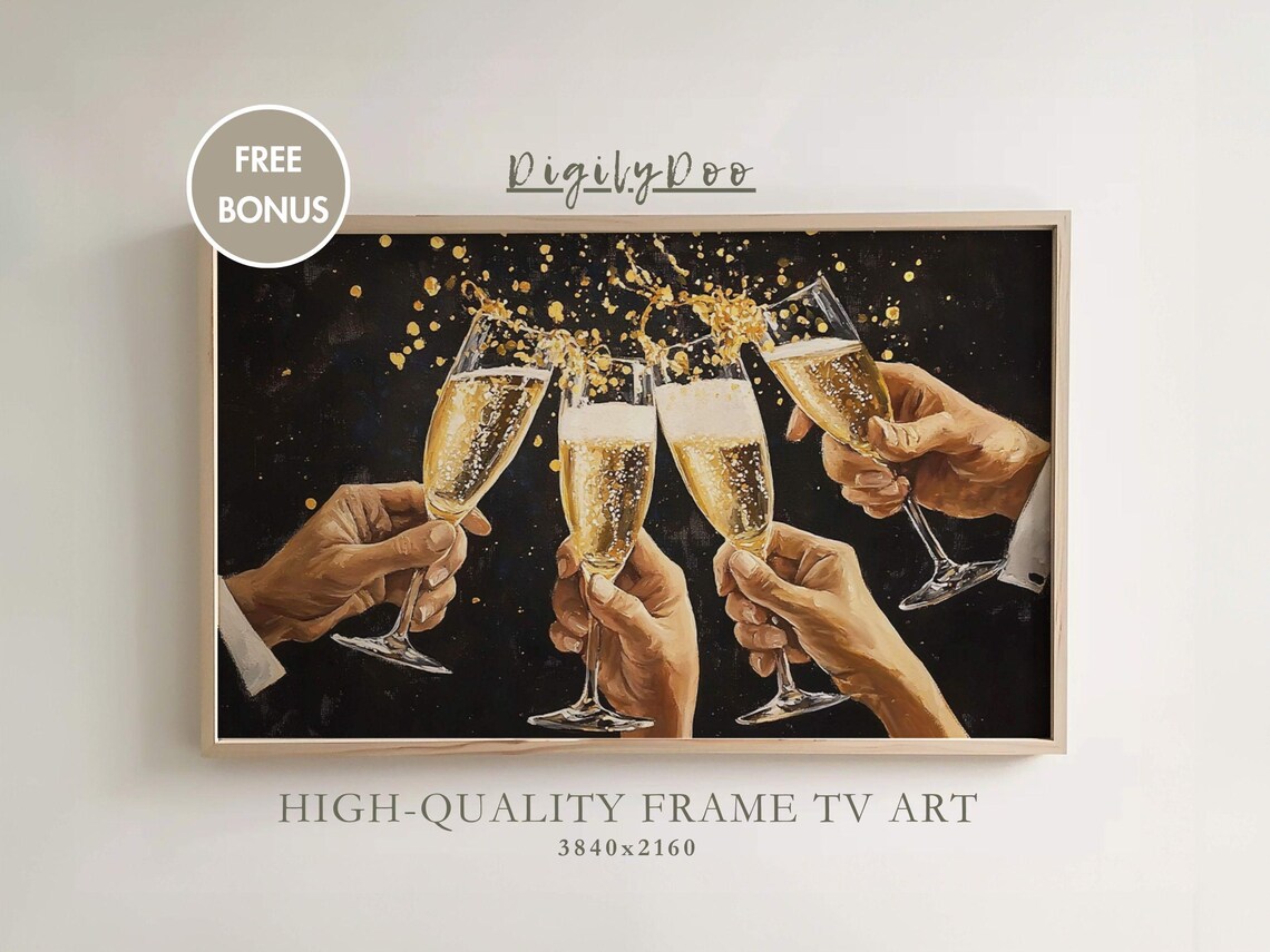 Vintage New Year 2025 Champagne Glasses Art Print
