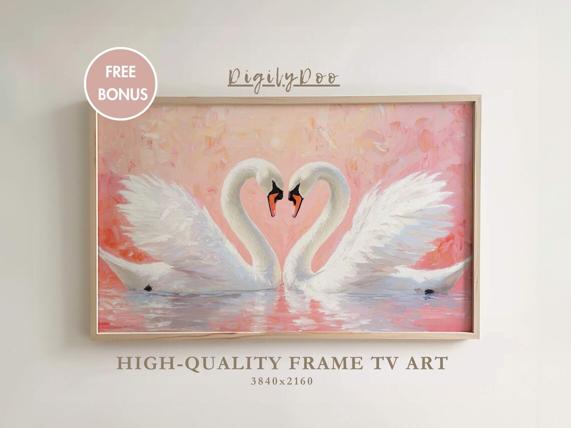 Valentine's Day Two Swans In Love Art Print