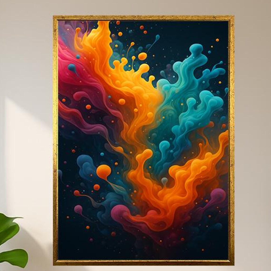 Colorful Flowing Abstract Paint Art Liquid Energy Motion Poster Modern Wall Print For Studio Office Or Creative Room Decor