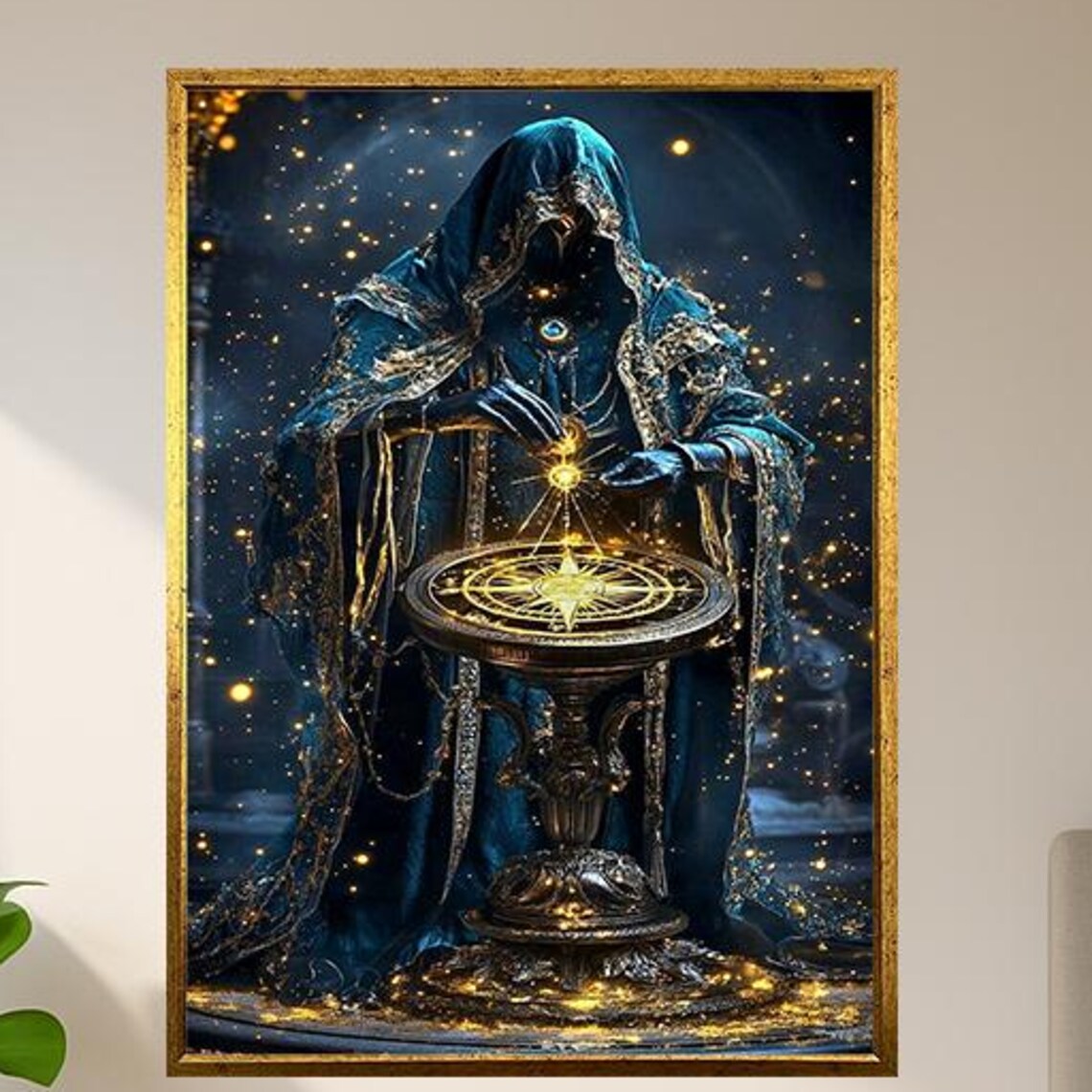 Mystic Wizard Art Print, Magical Celestial Sorcerer