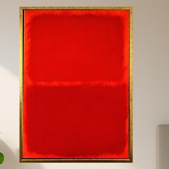 Bold Red Abstract Expressionist Painting With Dual Color Blocks In Fiery Tones Modern Wall Art For Contemporary Spaces