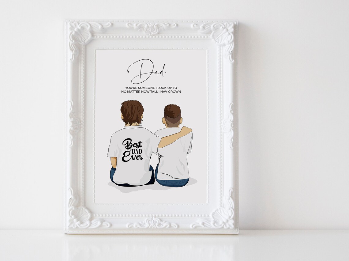 Personalized Father and Children Drawing Art Print - Image 3