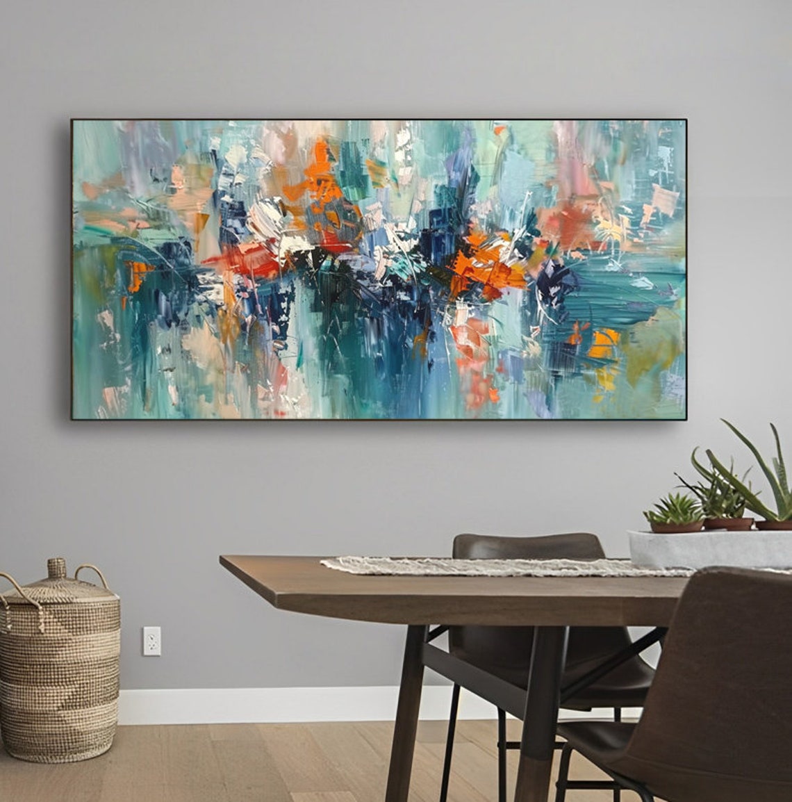 Blue Green Orange Abstract Palette Knife Modern Art Painting Poster - Image 5