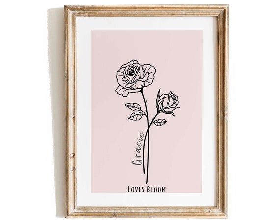 Birth Month Flower Custom One-Line Drawing Gift