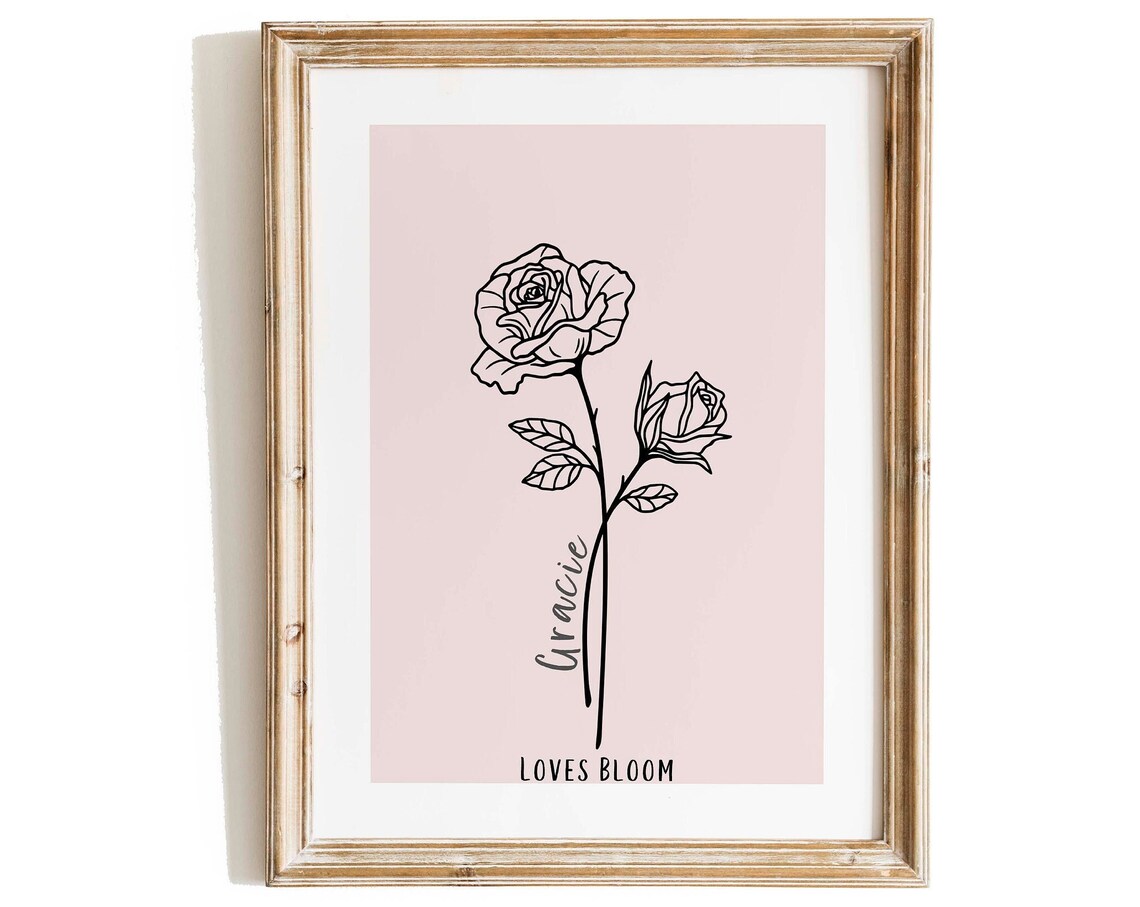 Birth Month Flower Custom One-Line Drawing Gift
