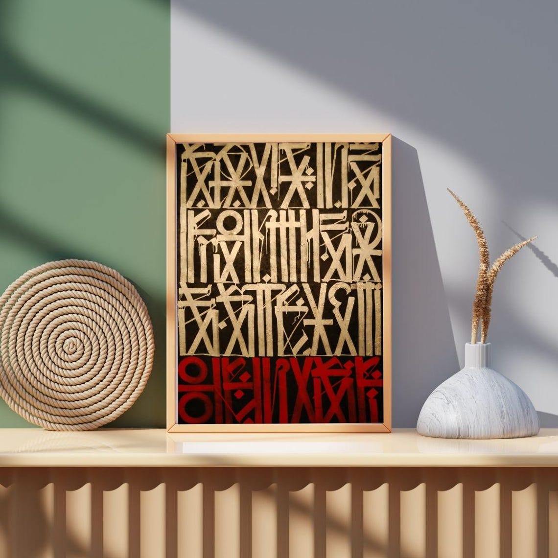 Bold Graffiti Calligraphy Typography Art In Black Cream And Red Poster - Image 2