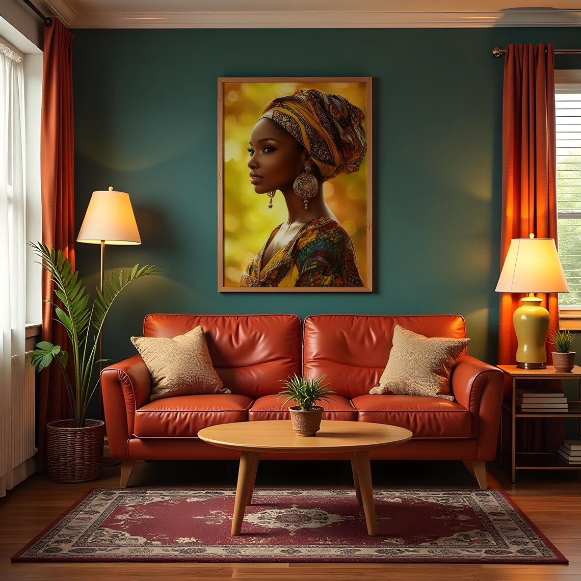 African Woman In Golden Headwrap Vibrant Cultural Portrait Poster - Image 3
