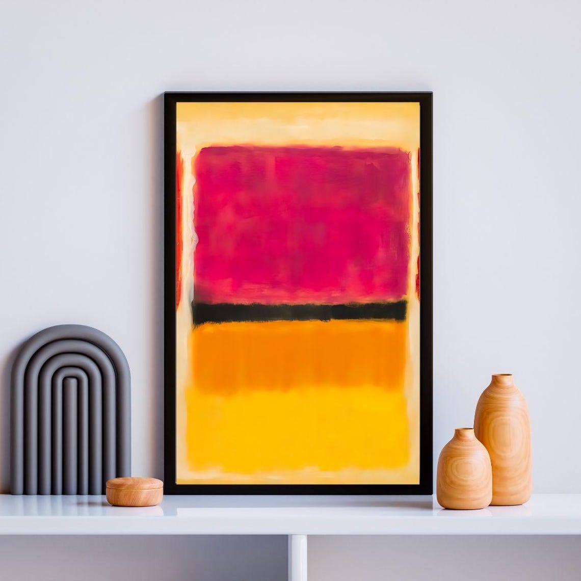 Pink Orange And Yellow Abstract Color Block Modern Art Poster - Image 2