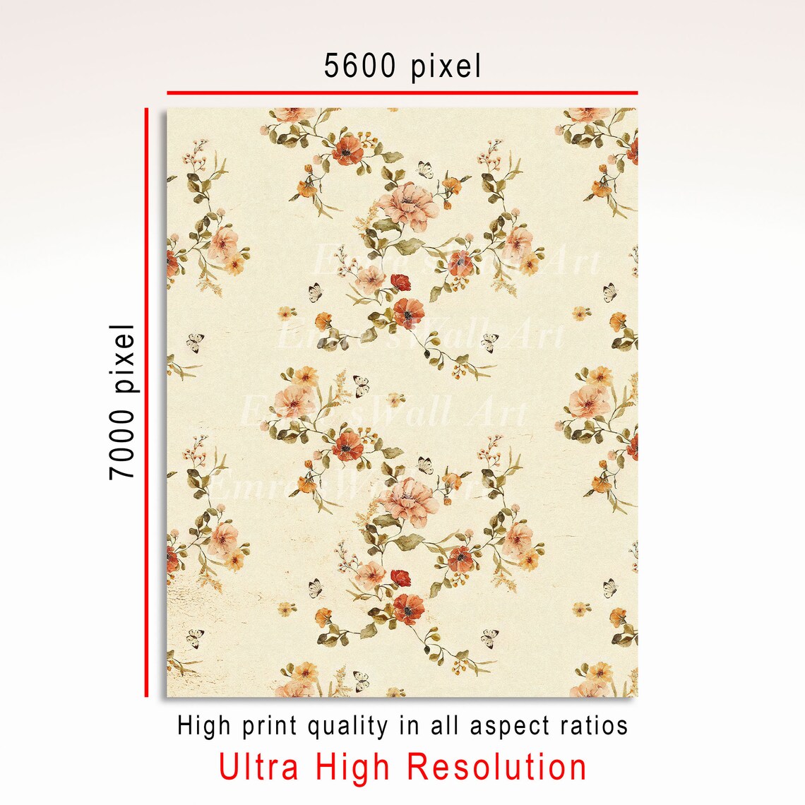 Vintage Botanical Antique Textile Floral Pattern Art Print - Image 3