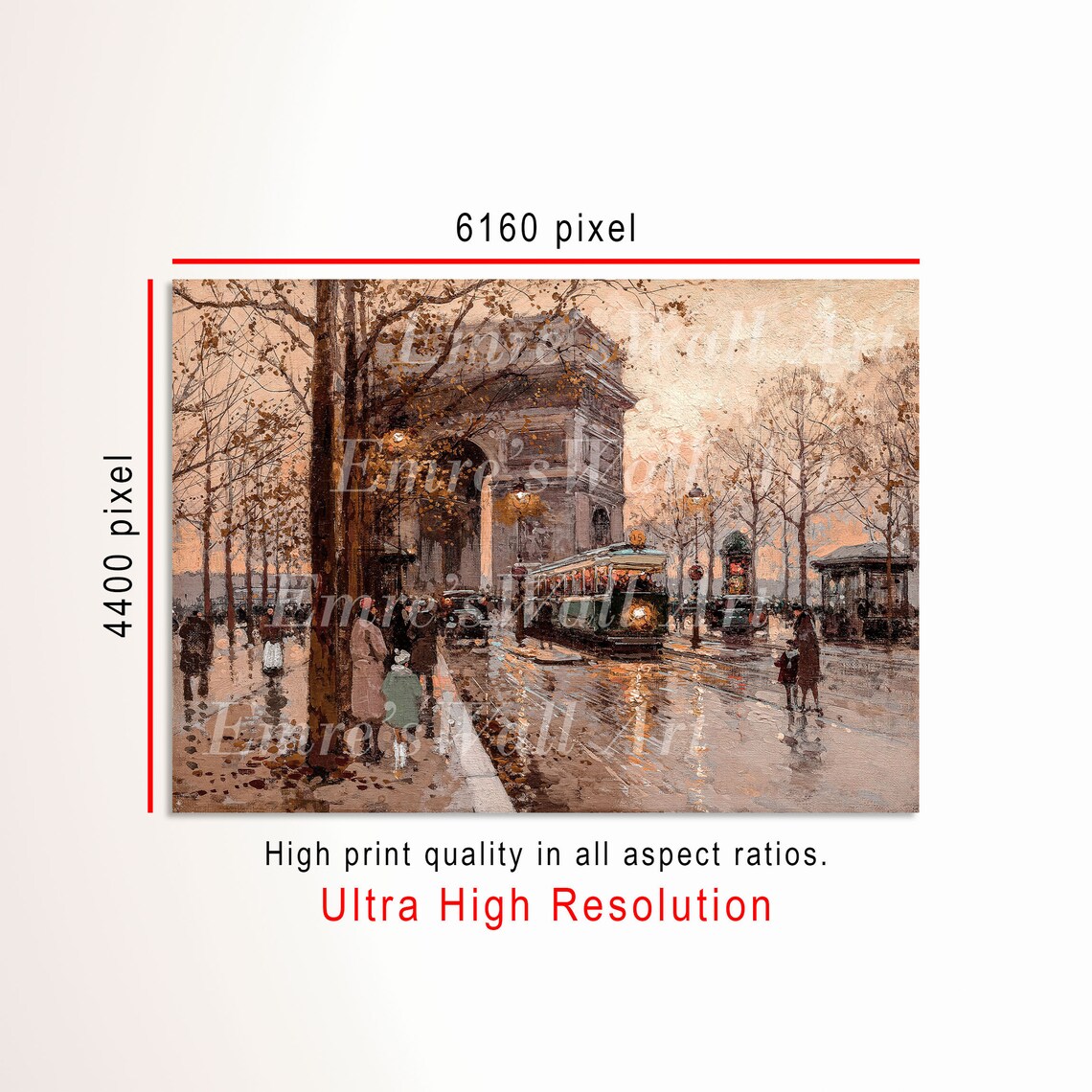 Vintage French Cityscape Art Print, Neutral Autumn Decor - Image 3