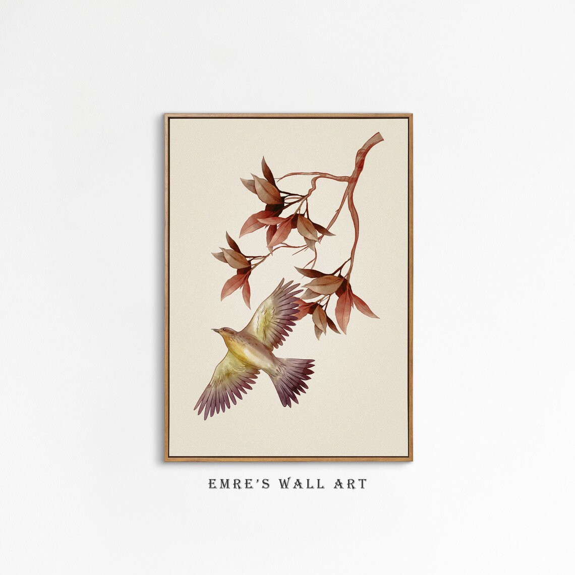 Songbird Pair Botanical Prints Autumn Leaves Blossom Art Poster - Image 2