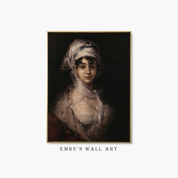 Woman White Veil Dark Moody Vintage Portrait Oil Painting Poster