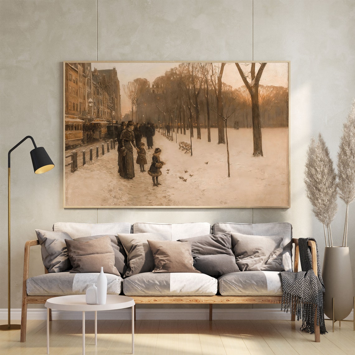 Paris Winter Oil Painting Vintage Winter Art Painting French Cityscape Wall Decor Antique Winter Wall Decor Winter Art - Image 2