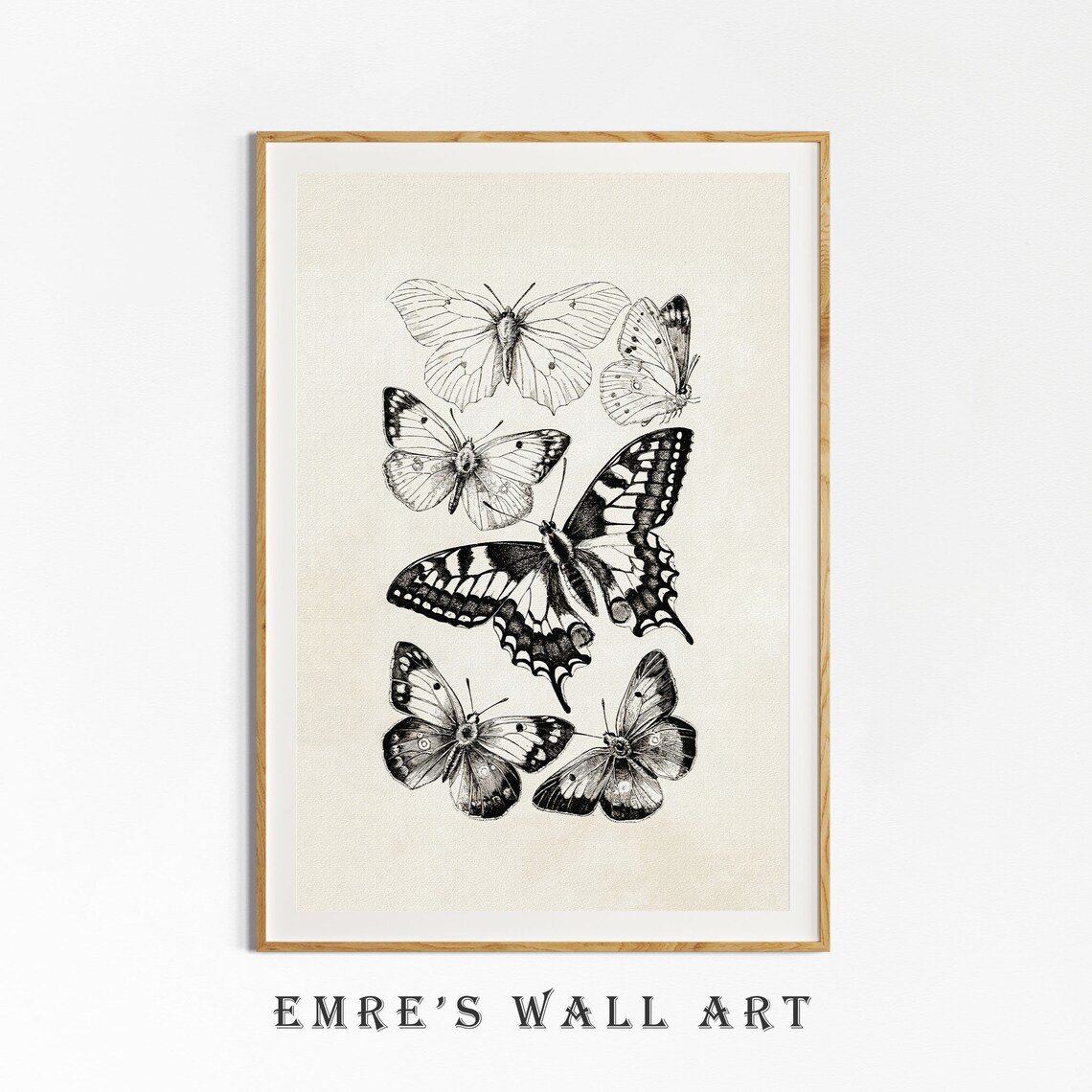 Vintage Butterfly Sketch Art Print, Butterfly Drawing - Image 4