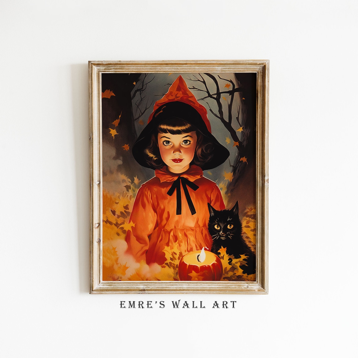 Vintage Little Witch Halloween Poster, Retro Decor - Image 4