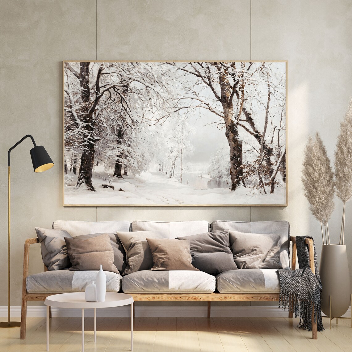 Vintage Winter Landscape, Snowy Trees Rustic Holiday Art - Image 2