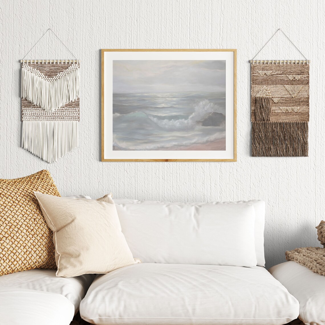 Muted Seascape Vintage Print, Neutral Coastal Farmhouse - Image 2