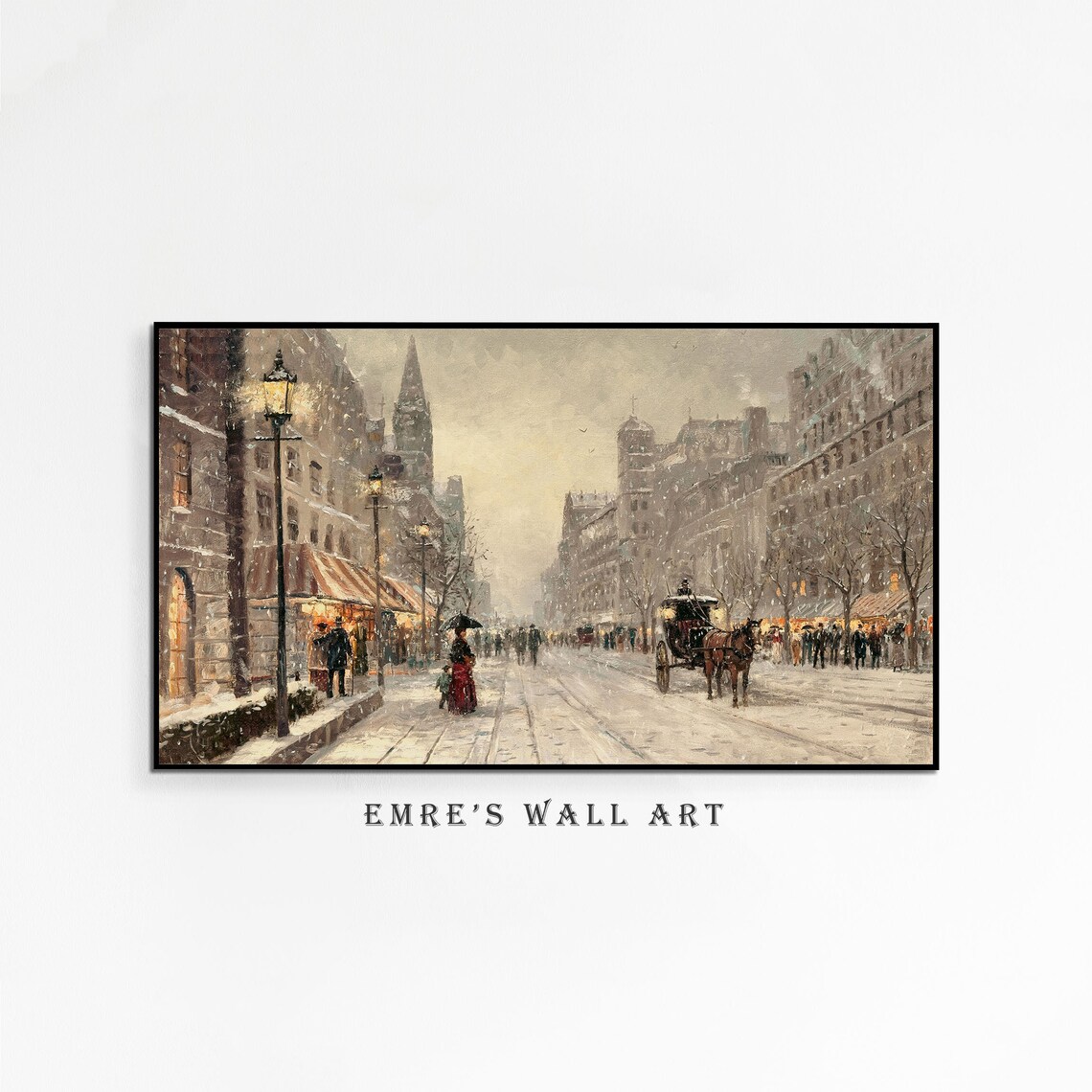 Vintage Paris Street Winter Scene Travel Poster - Image 4