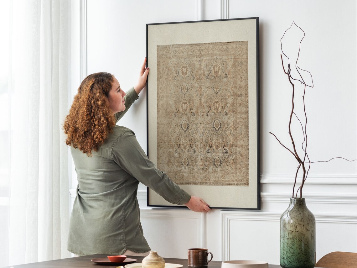 Antique Tapestry Vintage Textile Neutral Art Print - Image 2