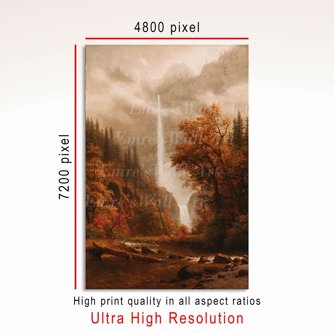 Moody Autumn Landscape Waterfall Art Print - Image 3