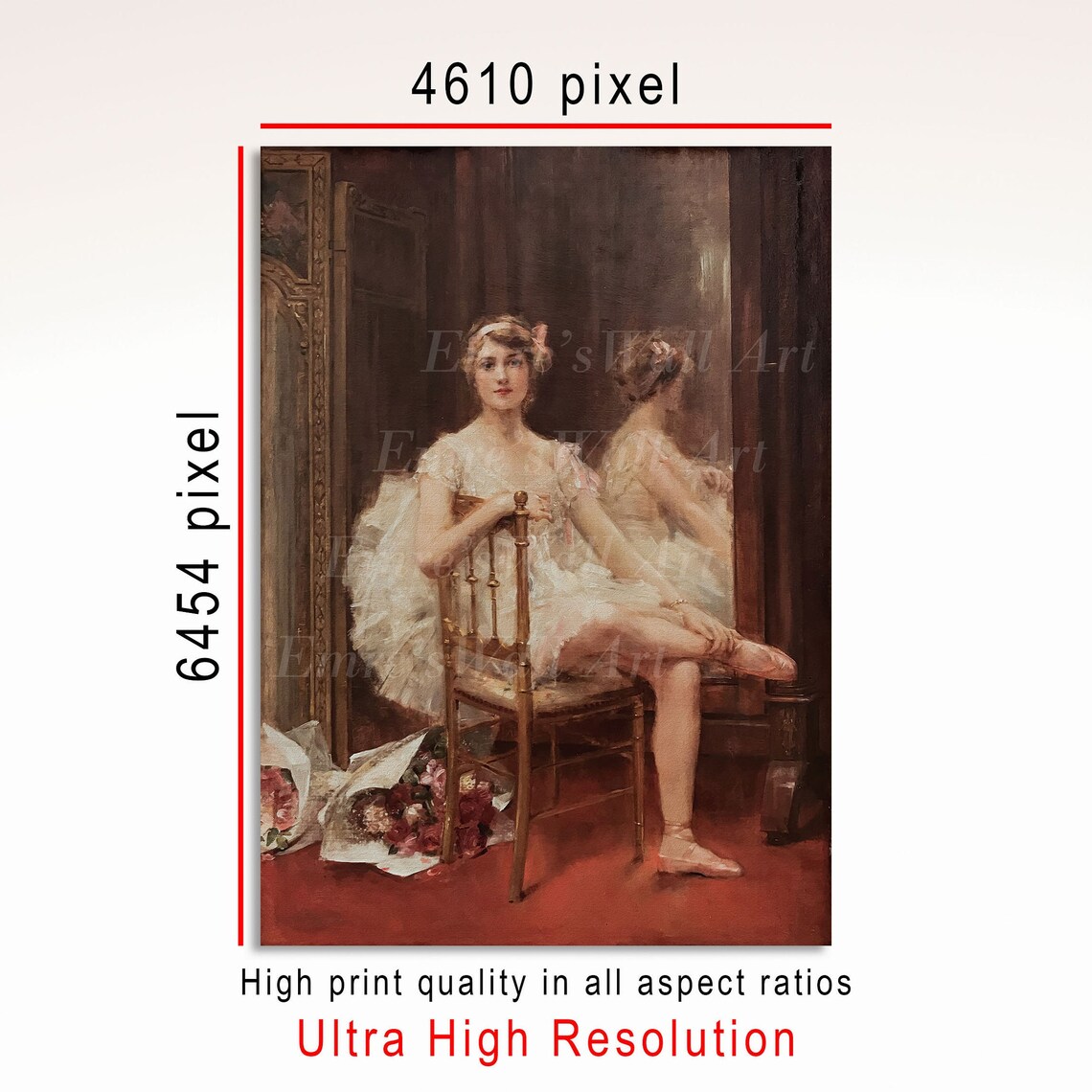 Vintage Ballerina Oil Painting Art Print - Image 3