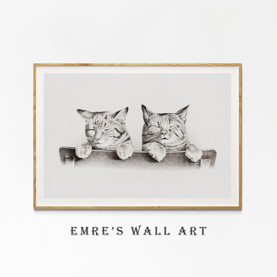 Vintage Cat Sketch Art Print, Neutral Farmhouse Decor - Image 4