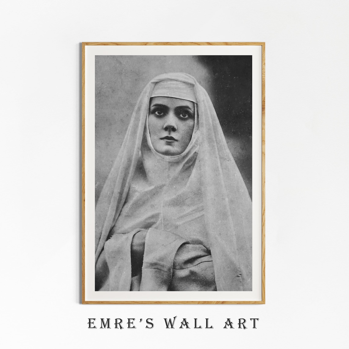 Veiled Woman Antique Monochrome Portrait Vintage Photo Art Poster - Image 4
